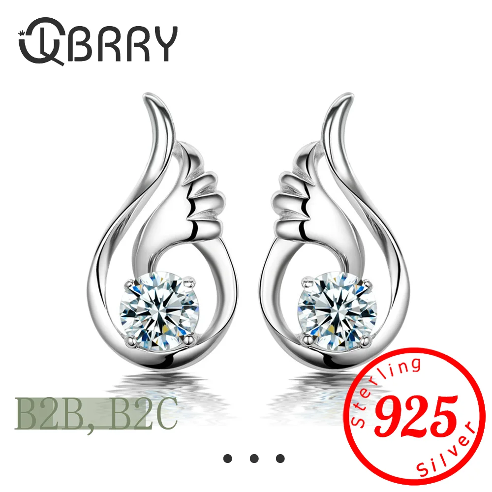 

New Listing Exquisite Female charm Zircon earrings 2025 simple feather wings zircon crystal female earrings jewelry