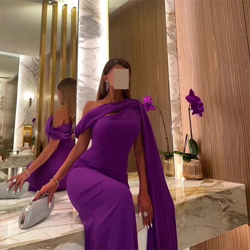 Vestido de baile roxo sereia um ombro, Vestidos de festa árabe saudita, Vestido longo do evento formal, 2022