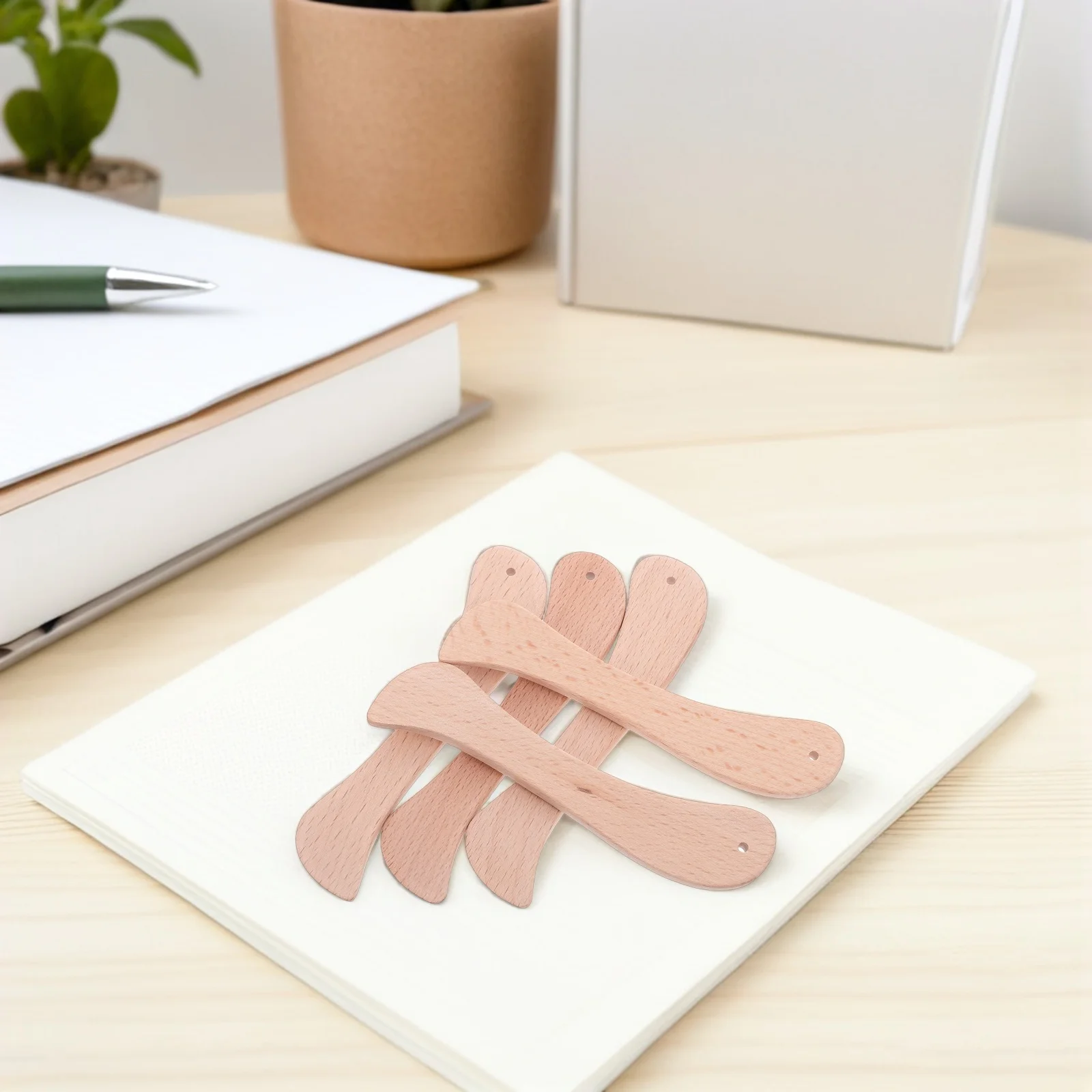 5Pcs Wooden Paper Creaser Tool for Precise Folding Bookbinding and Origami Craft Projects with Smooth Edge Comfortable Grip