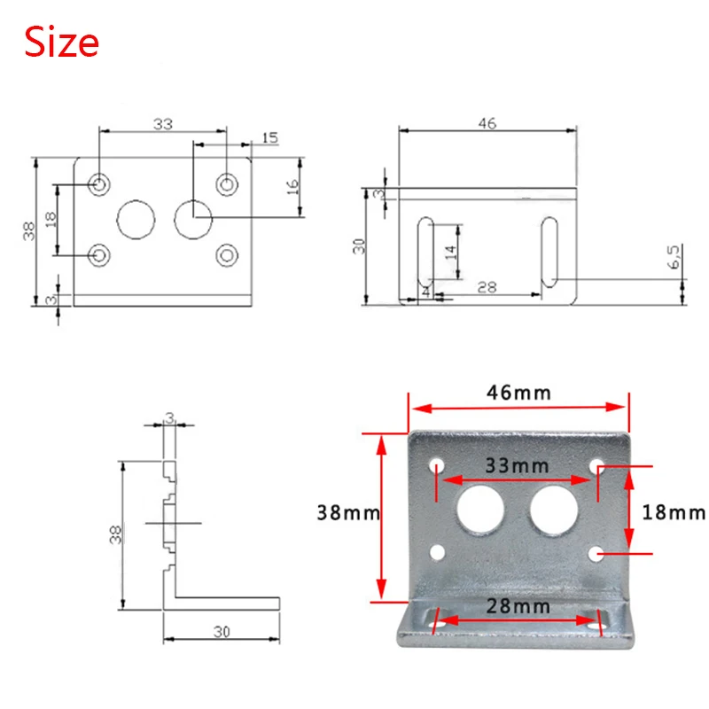 JGY-370 Gear Motor Mounting Bracket, Gearbox Fixed Seat Gear Reduction Motor Holder with 4 Piece Screws