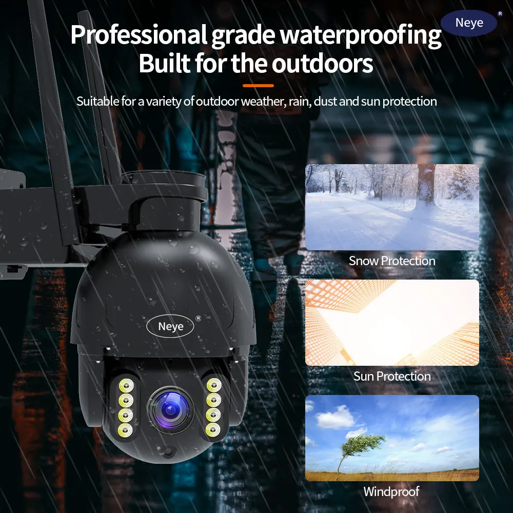 كاميرا Neye SP100 PTZ WiFi 8MP 4K خارجية HD 30X تكبير كاميرا كروية عالية السرعة تتبع تلقائي أمان ذكي
