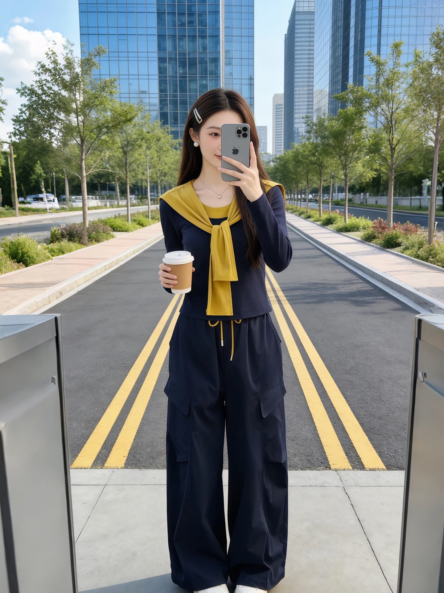 

Fashionable Casual Knitted Sweater Shawl Design Spring Autumn New High-End Wide Leg Pants Two-Piece Set for Women Workwear