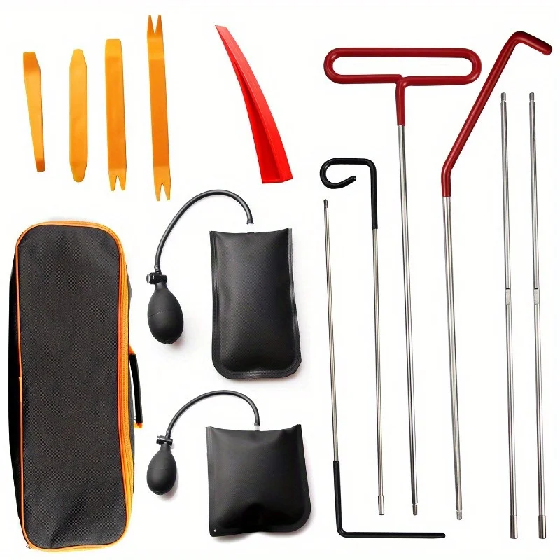 Kit de ferramentas de emergência do carro, bloqueio eficiente com grabber de longa distância, cunha de ar, cunhas sem risco, Handy Carryi, 14 pcs