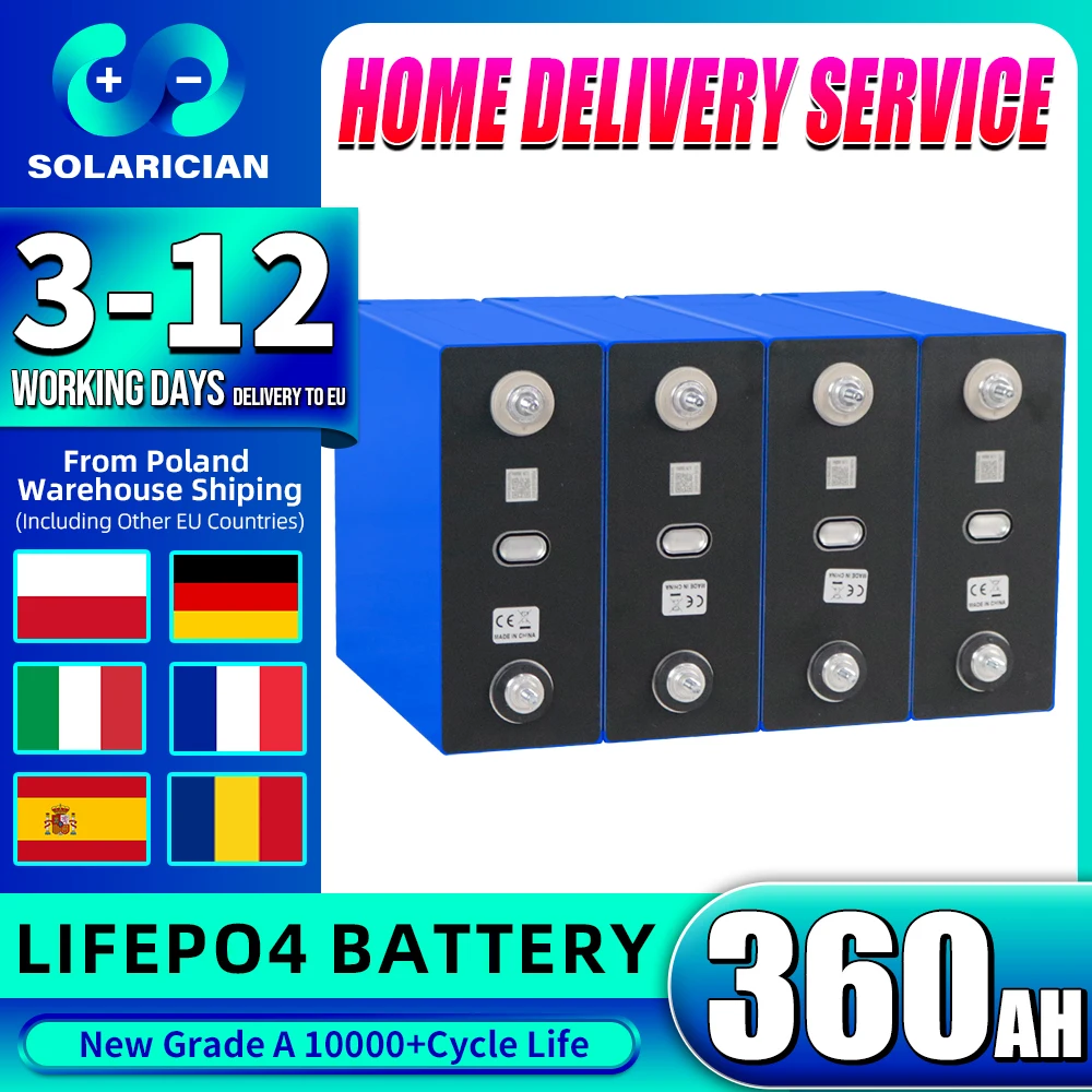 Batterie LiFePO4 de qualité A, 3.2V, 360ah, 10000 + Cycles, flambant neuf, pour Camping, camping-car, bateau, Yacht, voiturettes de golf, chariot élévateur, cellules solaires, STOCK ue et américain