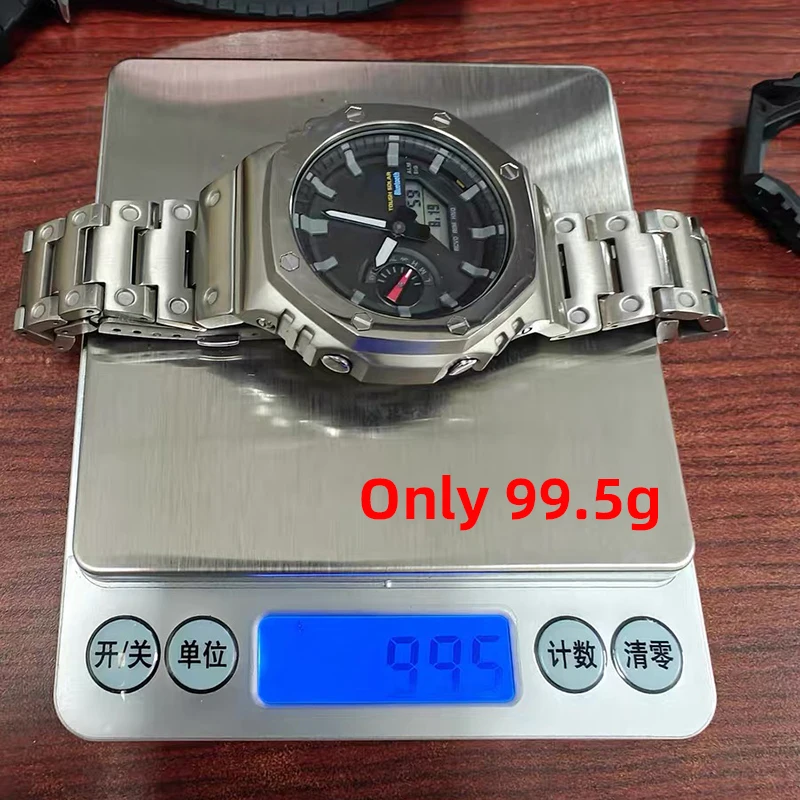 Kit Mod de aleación de titanio GA2100/2110, bandas de carcasa de bisel de Metal ligero para caja y correa de reloj modificada de roble octogonal Casio