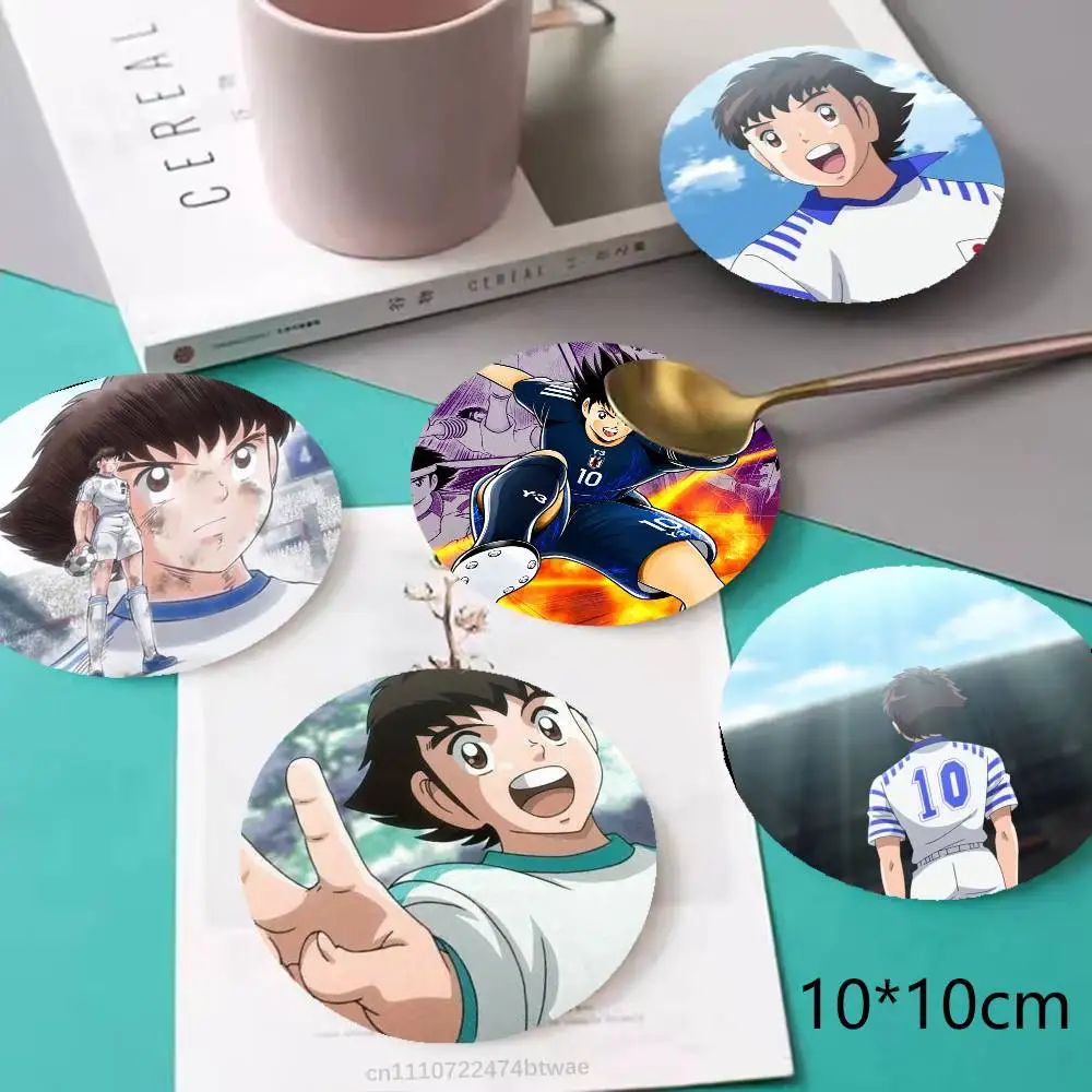 Anime Captain Tsubasa Ozora Anti-slip Tea Coffee Cup Pad Heat-Resistant Round Bowl Teapot Mat Home Gift