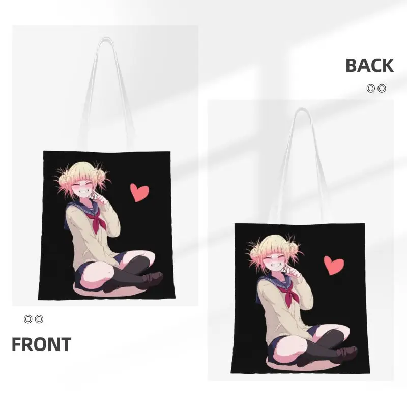 Toga Himiko Love Shopping Bag Women Canvas Shoulder Tote Bag Portable Japan Anime My Hero Academia Groceries Shopper Bags