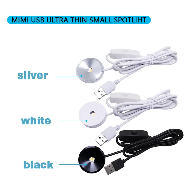 LED USB 5V 3W LED-Spotleuchte Aufputzmontage Vitrinenbeleuchtung Thekenbeleuchtung Schmuckpräsentationslampe Heimbeleuchtung DC5V Mini-Deckenspot – Detail 2