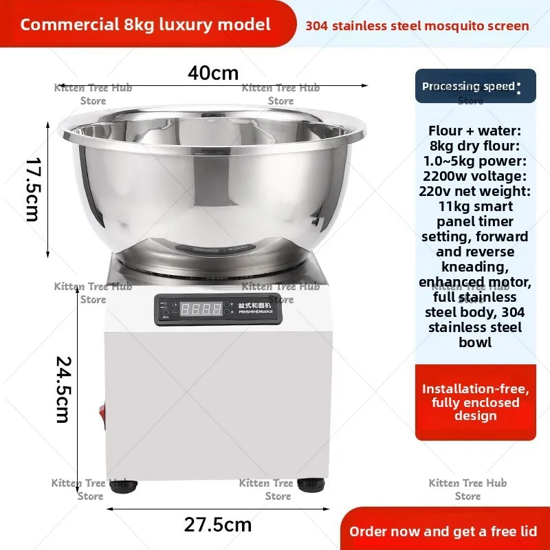Commercial Dough Mixing Machine,Stainless Steel Basin Mixer,Fully Automatic Multi-Functional Dough and Filling Mixer for Bakery