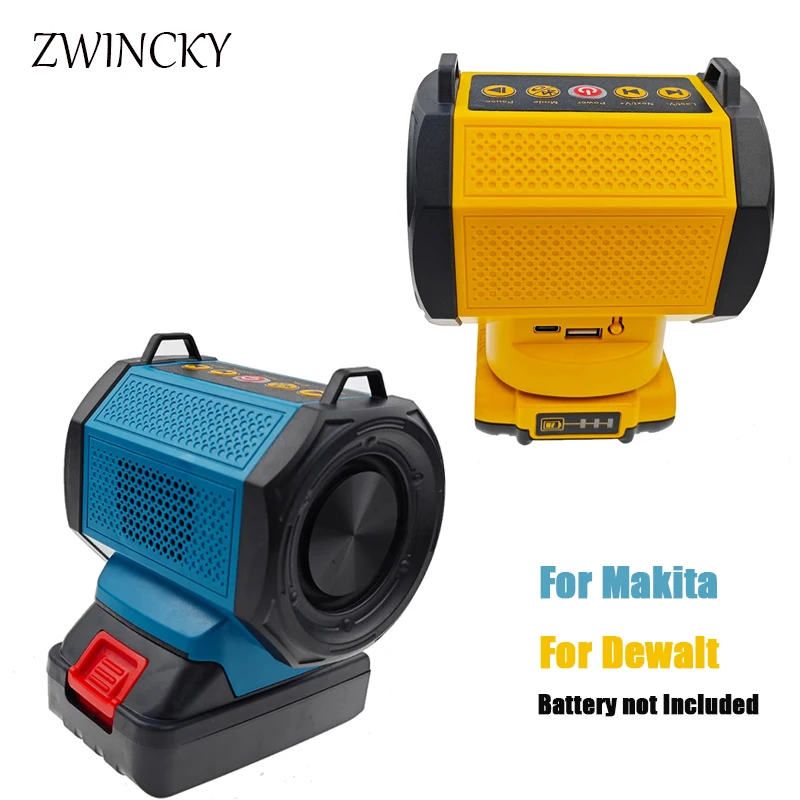 

Bluetooth Speaker for Makita/DeWALT 18V Li-ion Battery With USB Type-C Port Cordless Small Speaker for Jobsites Home and Party