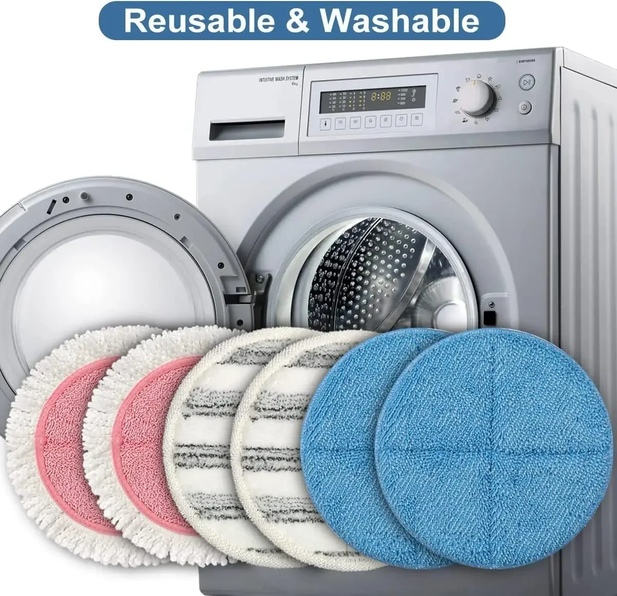 Cordless Electric Mop, Dual Spin Mops for Floor Cleaning, LED Headlight / Stand-Free / Water Sprayer, Rechargeable Scrubber Clea