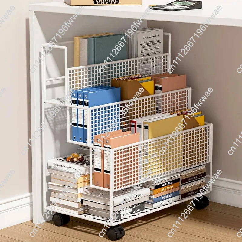 Under The Table Shelf Floor-to-ceiling Mobile Trolley Desk Storage Student Classroom Dormitory Multi-layer Simple Bookcase