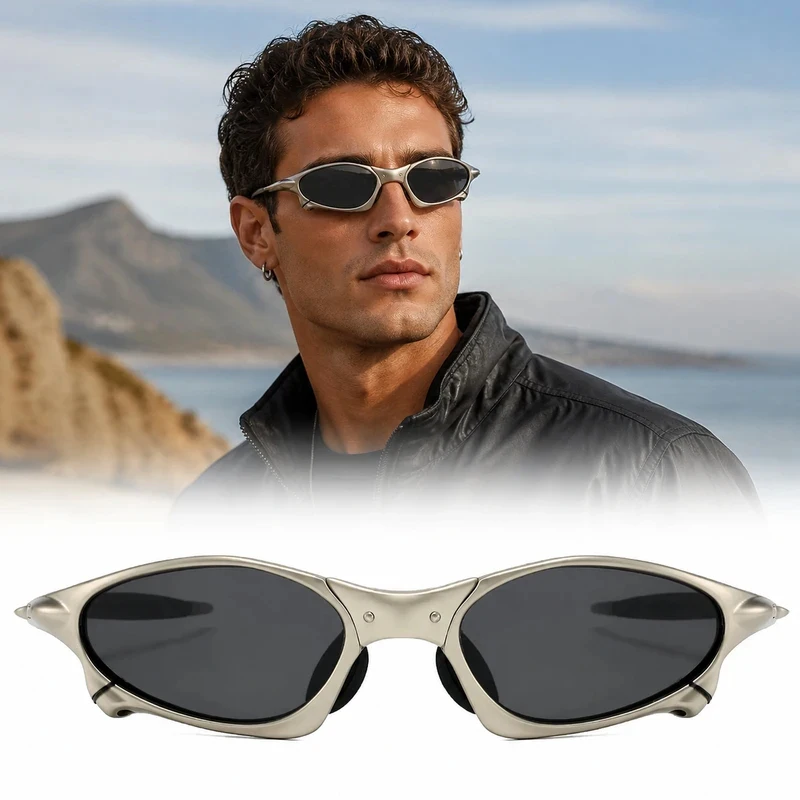 Futuristic Metal Oval Sunglasses Cyber Y2K Streetwear UV400 Shades for Men Women