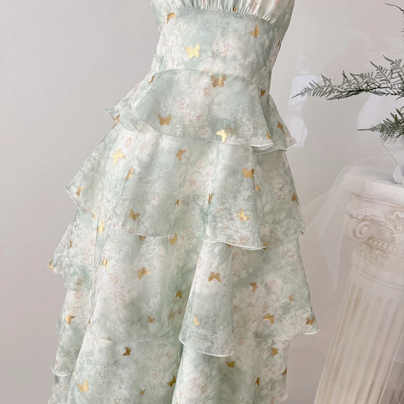 Women Halter Neck Maxi Dress Summer Floral Lace Formal Elegant Wedding Guest Cocktail Party Long Dress Golden Silk Thread Dress
