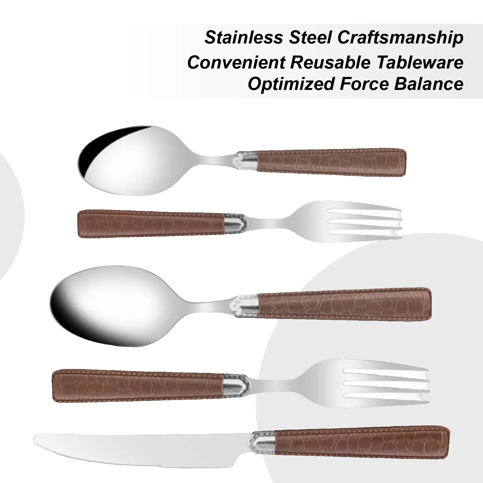 

Stainless Steel Tableware Dinnerware 5 Pieces Retro Silverware Smooth Ergonomic Fork Spoon Kit For Restaurant Home Dorm Daily