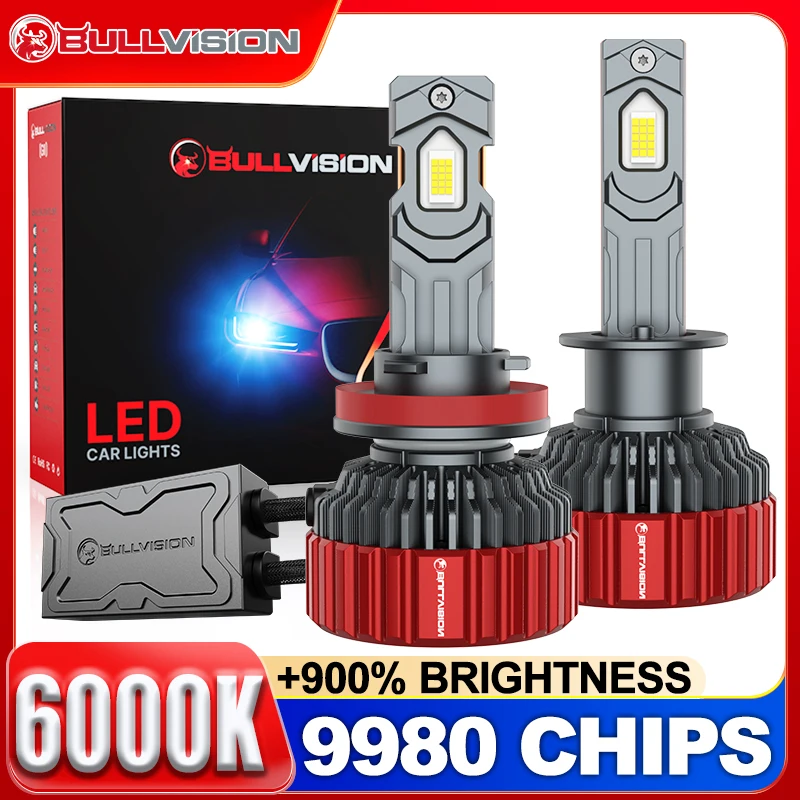 

Светодиодные лампы для автомобильных фар Bullvision G5 H7 Canbus 9980 CSP H4 H11 H8 H9 H1 HB3 9005 9006 HB4 9012 HIR2, противотуманные фары 6000K 12V