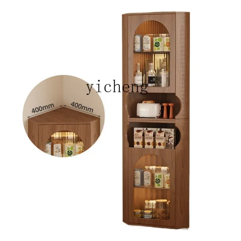 

corner cabinet solid wood wall small apartment living room TV side cabinet storage vertical cabinet