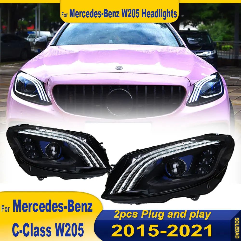 

Светодиодная фара для Mercedes Benz W205 C180 C200 C260 C300 2015-2021, обновление FullLED, модифицированная сборка, передняя лампа, автомобильный аксессуар