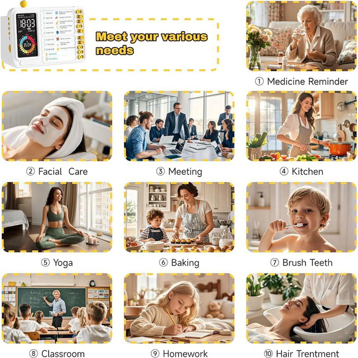 

A35I Visual Timer for Kids Adults, ADHD Timer with Planning Board for Schedules, Task Timer Toddler Visual Timer Silent Timer