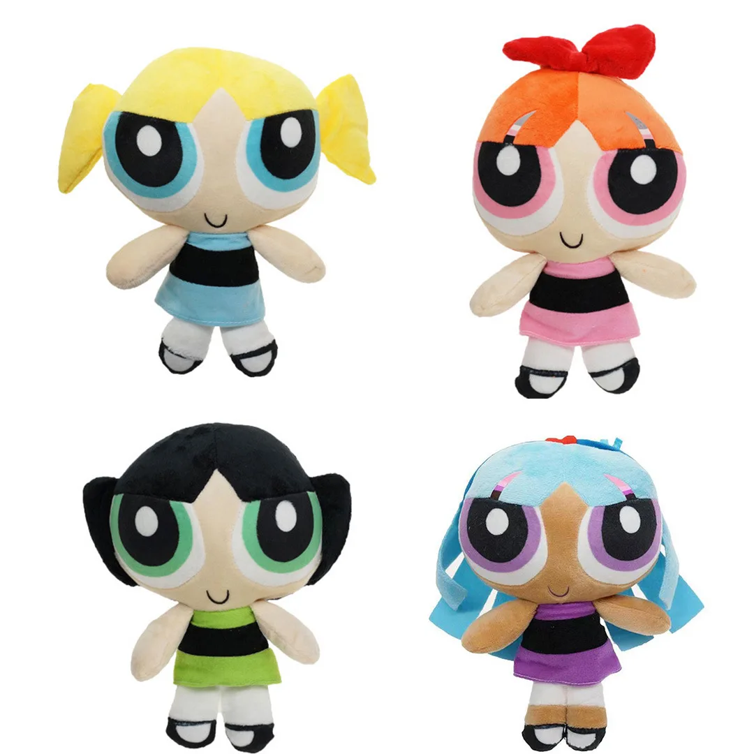 

Hot The Powerpuff Girls Cartoon Plush Doll Buttercup Bubbles Blossom Cute Kawaii Fluffy Stuffed Toy 25cm