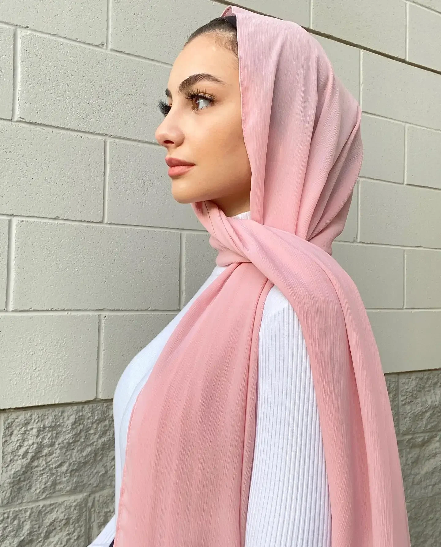 Premium Crinkl Chiffon Hijab Scarf Chiffon Shawls Pleated Plain Turban Femme Chic Bandana Muslim Crepe Hijabs For Woman Ramadan