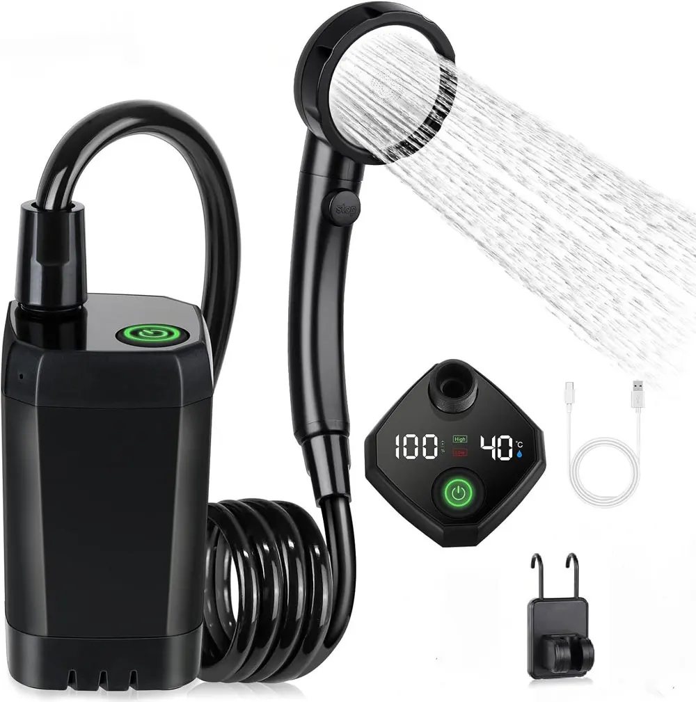 Ducha eléctrica portátil para exteriores | 6000 mAh, pantalla digital 🚿