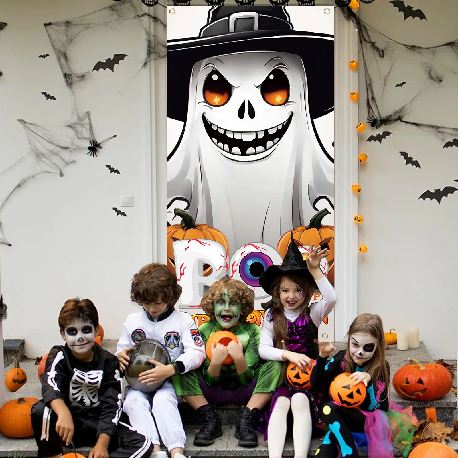 

Halloween Door Cover Horror Ghost Decoration Door Curtain Ghost Festival Horror Night Party Atmosphere Layout Flag Home Decor