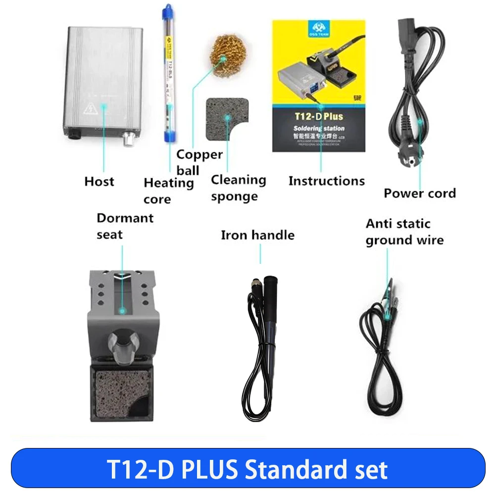 OSS T12-D PLUS Soldering Station For Mobile Phone Motherboard Repair With T12 Tips Soldering Iron Fast Heating Welding Kits