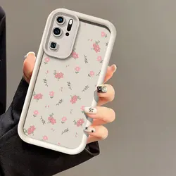 Beautiful Pink Flowers Phone Case For Huawei P30 P50 P20 P40 Pro Lite Camera Lens Protection Shockproof Silicone Soft Cover Capa