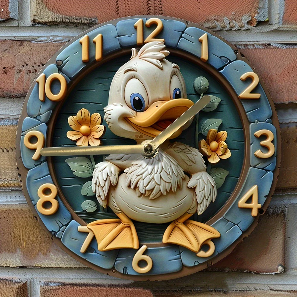 

Aluminum Wall Clock With Duck Design - Perfect For Pet Lovers & Easter Decor, Autumn Bedroom Theme wall clock modern design