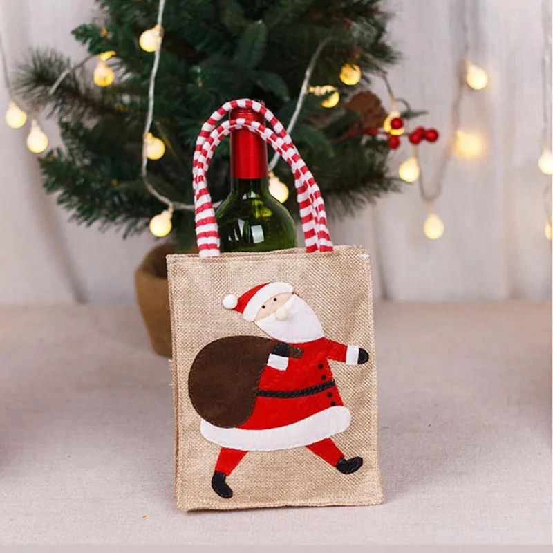 Christmas Present Bag Non Woven Candy Santa Claus Reindeer Snowman Present Embroidery Handbag