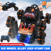 Gesture sensor remote control six-wheel alloy swing arm Jeep spray stunt car with light kidsren's toy gift