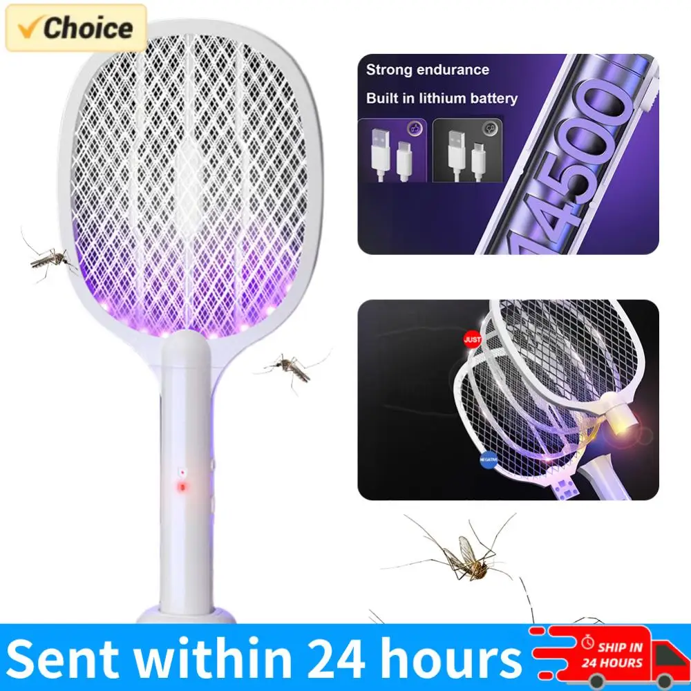 

Электрическая ракетка-уничтожитель насекомых 2-в-1: перезаряжаемая мухобойка и лампа-ловушка для комаров для дома, спальни, офиса, использования в помещении и на улице