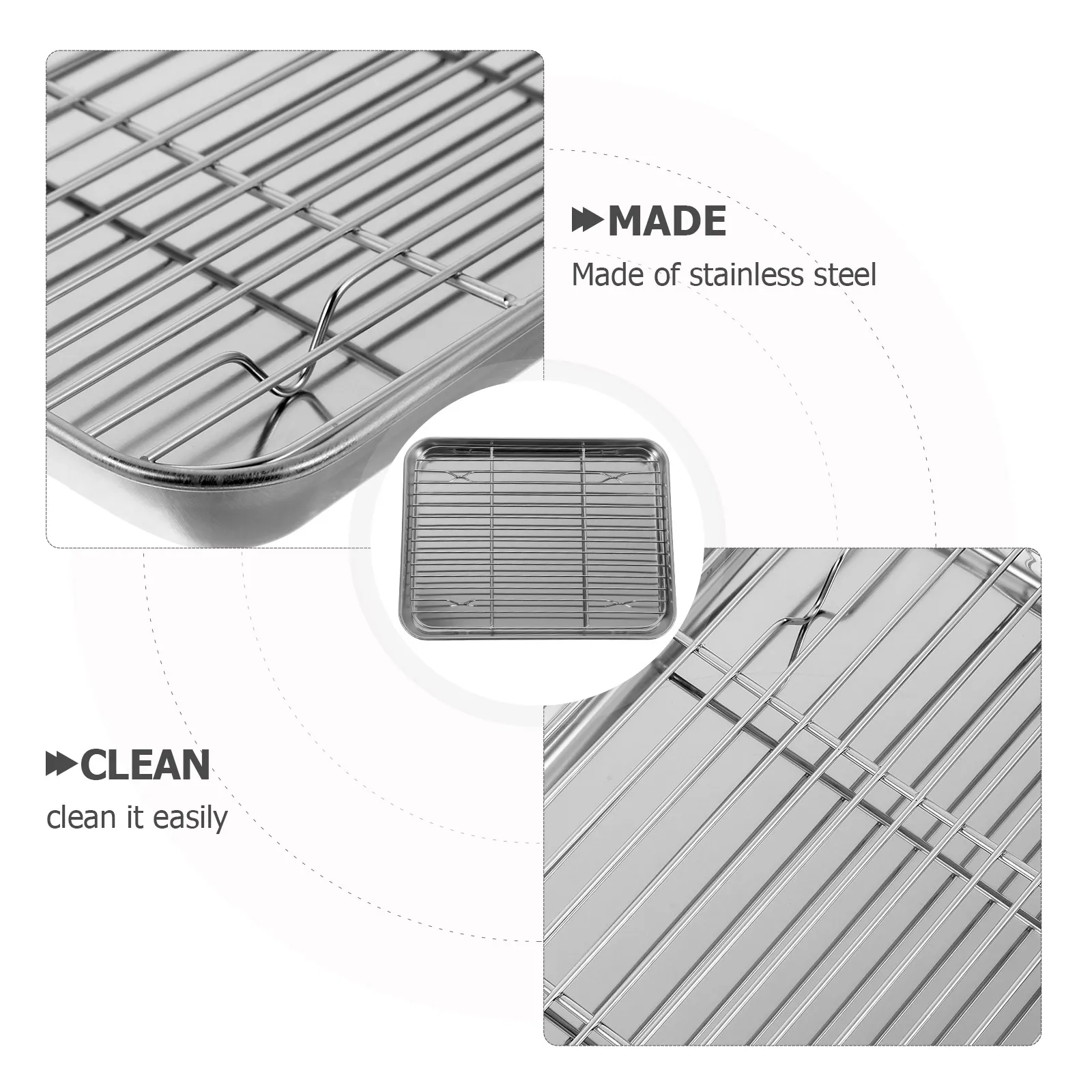 

2pcs Stainless Steel Baking Sheet Set 26X20X2.5Cm Removable Rack Dishwasher Safe Heavy Duty Oven Tray For Home Use