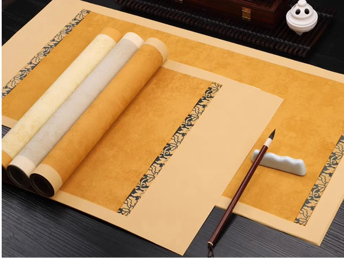 Antique Batik Half-Raw Half-Ripe Song Jin Tiao Ping Brush Ink Calligraphy Exercise Work Xuan Paper