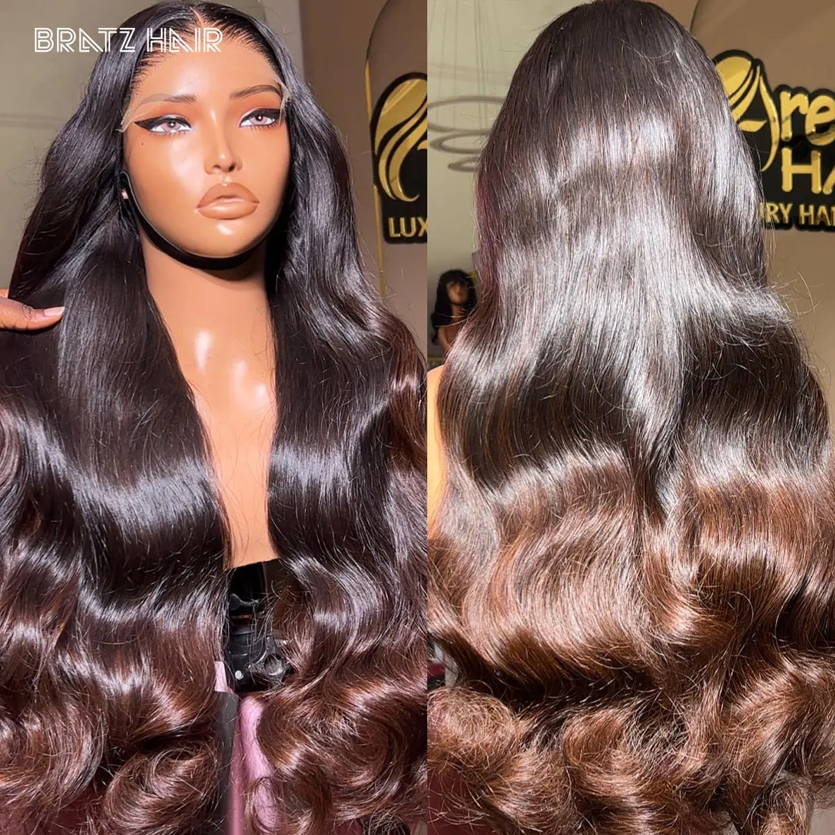 

450 Density Loose Bouncy Curly Wig Human Hair Ombre Brown 13x4 Body Wave HD Lace Frontal Wigs for Woman Pre Plucked 4x4 5x5 Wigs