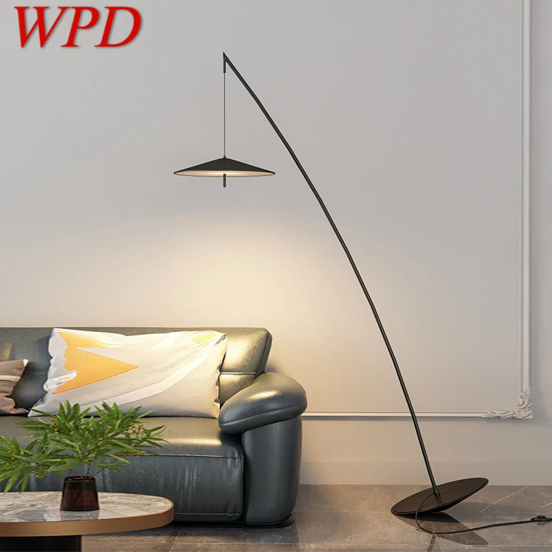 

WPD Nordic Black Fishing Floor Lamp Modern Family Living Room Beside The Sofa Creative LED Decorative Standing Light