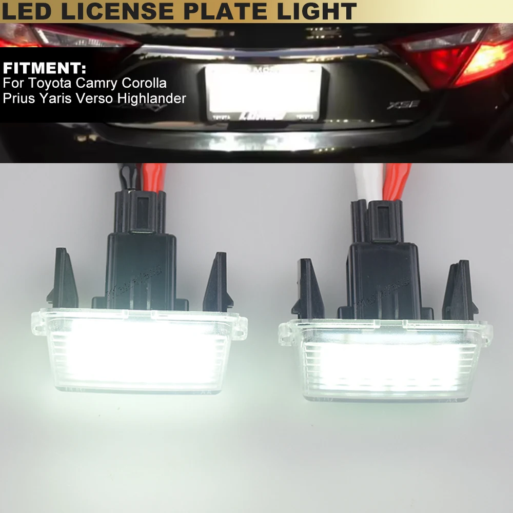 2 Stück LED-Lizenz-Nummernschildbeleuchtung für Toyota Camry Corolla Prius Yaris Highland Avalon