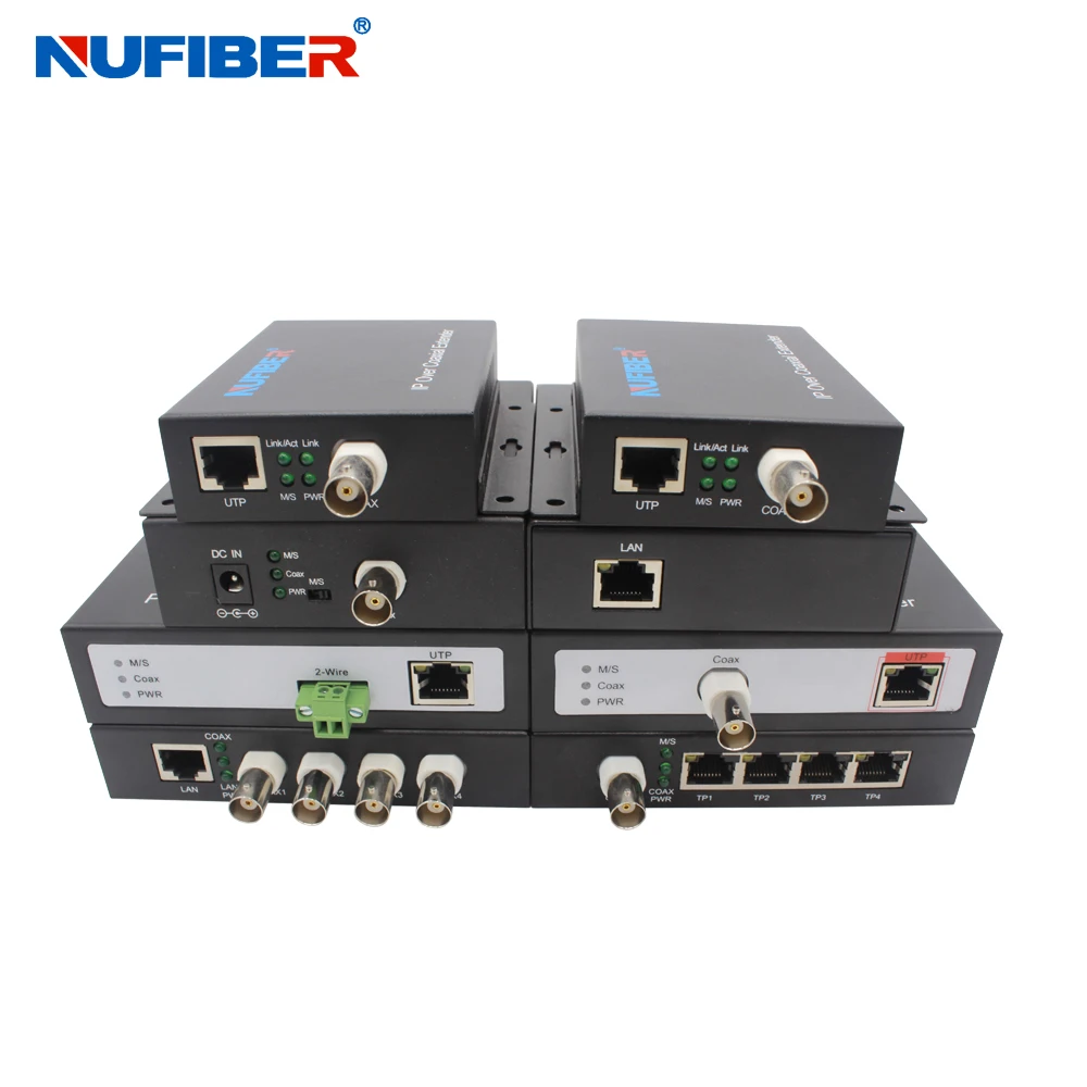 NuFiber سريع 10/100Mbps UTP BNC ميناء IP موسع محوري RJ45 محول DC52V إمدادات الطاقة الألياف البصرية محول الوسائط FCC/CE