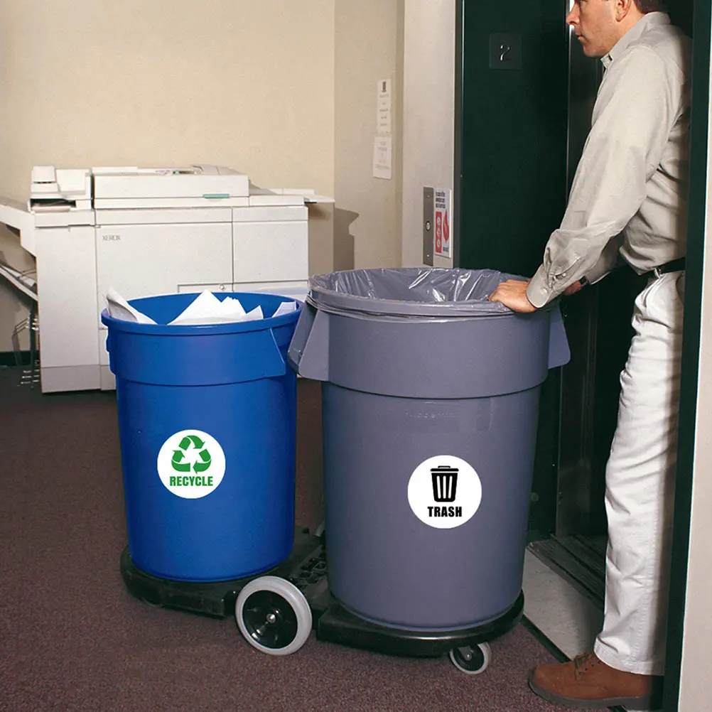 Trash Can Stickers Set – PVC Eco-Friendly Reusable Garbage Classification Labels for Kitchen, Office & Hotel