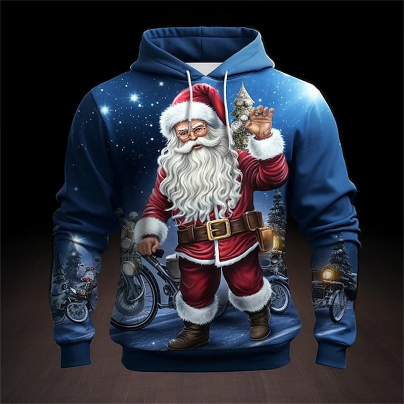 Funny 3D Santa Claus Xmas Printing Hoodies Father Christmas Graphic Pullovers Kid Fashion Cute Sweatshirts Winter Hoodie Clothes