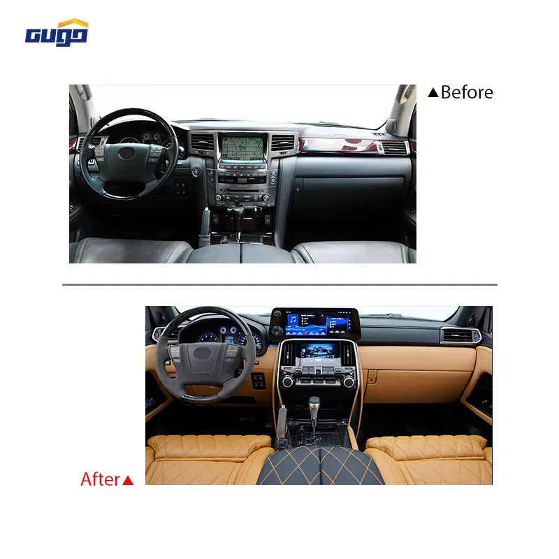 GUGO LX600 Style Full Interior Upgrade Kit for 2008-2021 Lexus LX570 Dashboard Door Panel EPB Conversion Interior