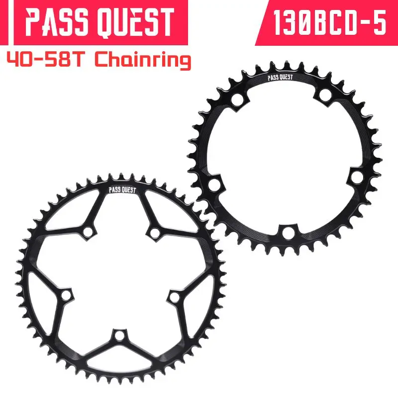 PASS QUEST 42-58T 130BCD 5 Claw Round /OVAL Chain Wheel Hollow Narrow Wide Chainring Road Bike forSram Support 10-12S  Cycling