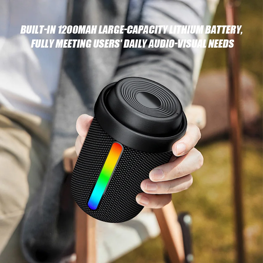 

New Wireless Bluetooth Speaker with RGB Lighting, Portable Waterproof Mini Audio Rotating Volume Control & Ambient Light