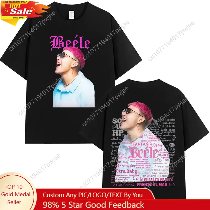 

Rapper BEELE Trendy 2025 Pop Graphic Harajuku T Shirts Men Clothing Hip Hop T-shirt Cotton Oversized Short Sleeve T Shirt Unisex