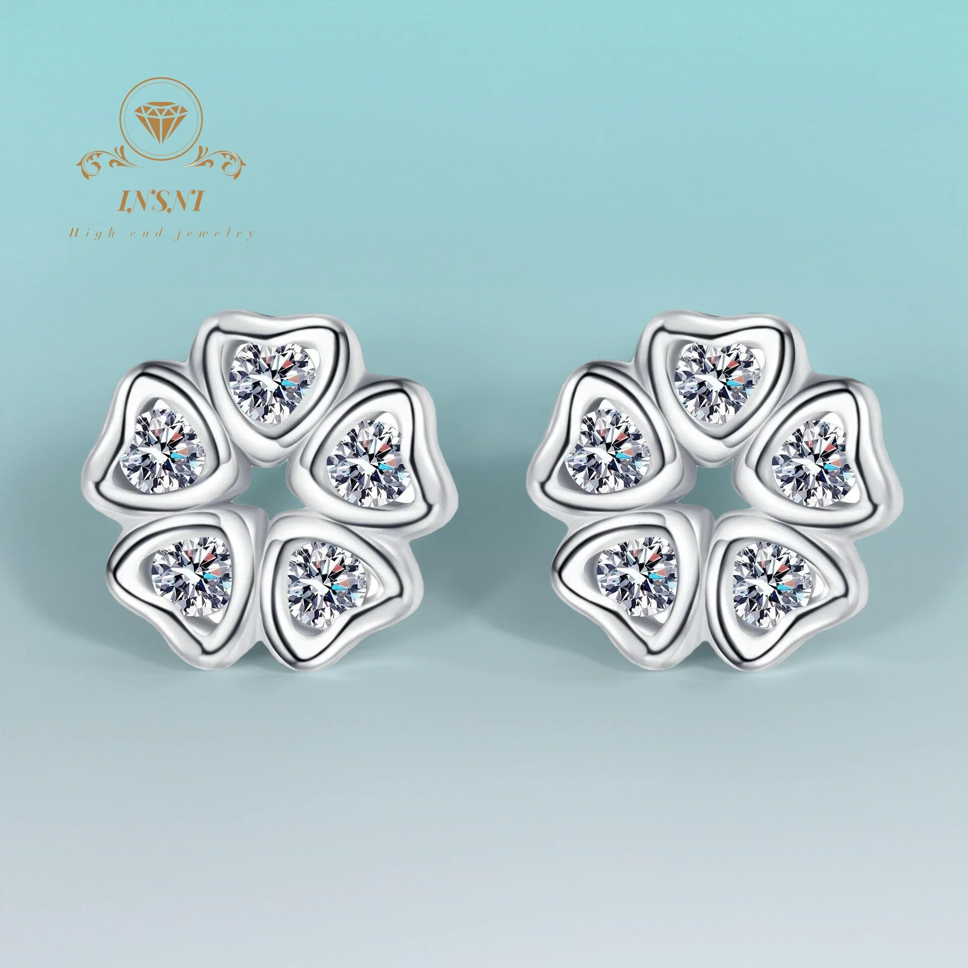 

Сертифицированные серьги-гвоздики с муассанитом 0.25 карата (1 карат, цвет D), серебро S925, дизайн в форме сердца и лепестков, милый и элегантный корейский стиль, гипоаллергенные