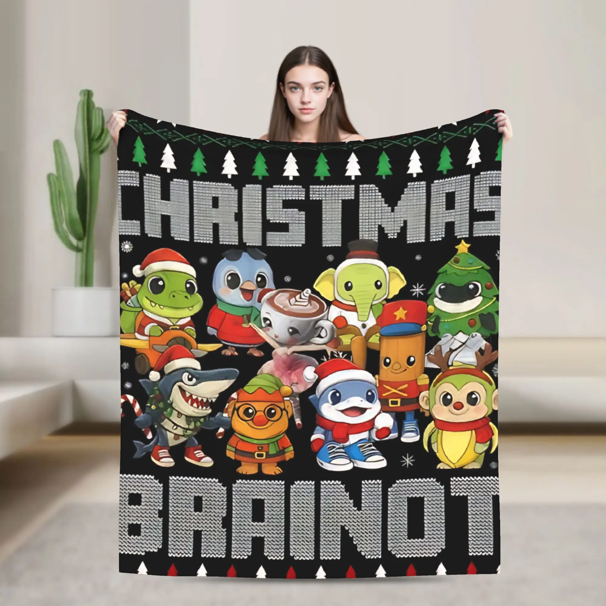Christmas Italian Brain Rot Italian Brainrot Blanket  Throw Blanket For Couch Chair Sofa Bed Soft Custom Quality Bedspread