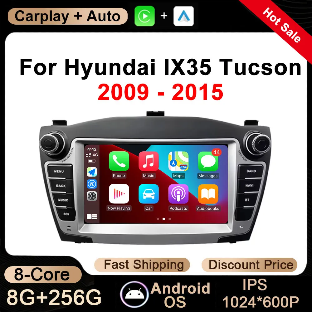 Android 16 Wireless Carplay For Hyundai IX35 Tucson 2009 2010 - 2015 Car Radio Multimedia Player BT GPS Navigatio  Touch Screen