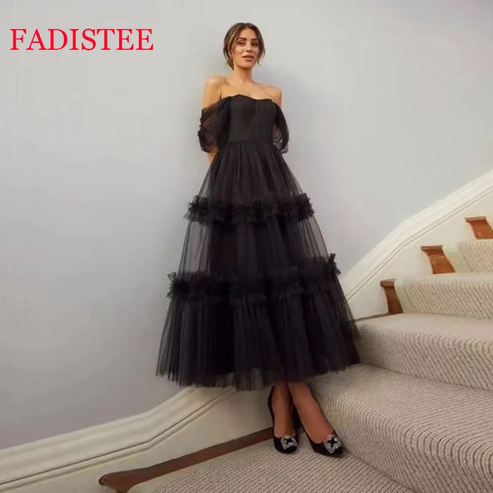 

Customized Off Shoulder Evening Dress Black A-line Prom Dress 2025 Sexy Party Dresses Formal Occasion Dresses Vestido De Noche