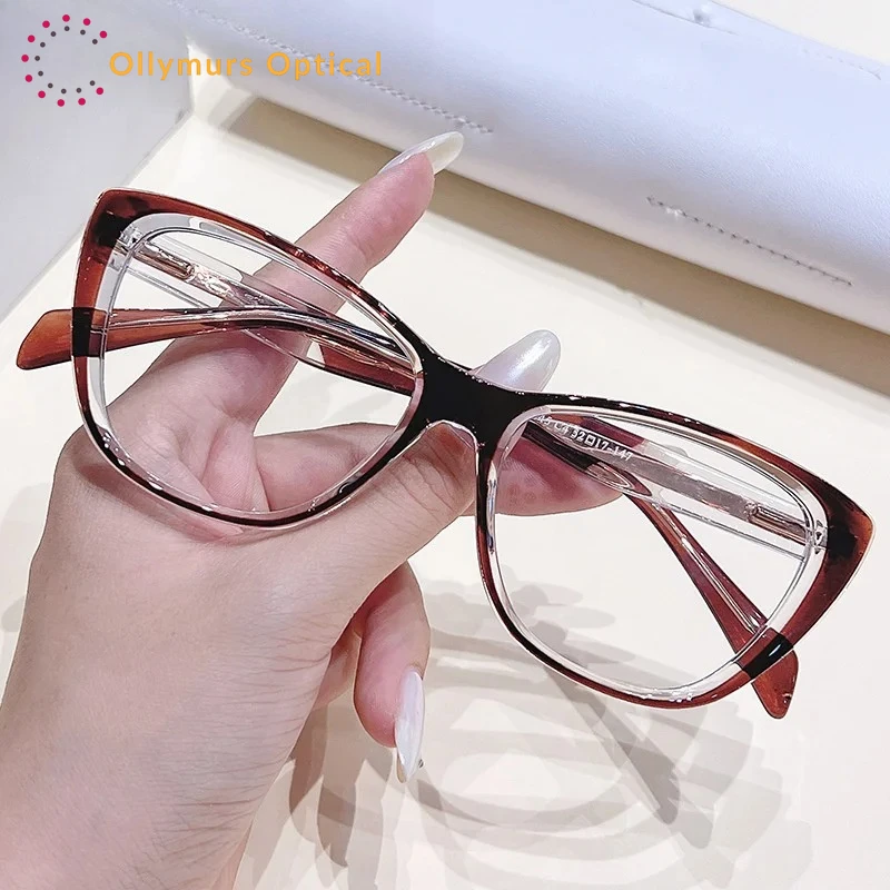 

Women Myopia Glasses Frame Minus Prescription Reading Glasses Farsight Lady Cat Eyeglasses TR90 Spring Hinges Eyewear for Girl
